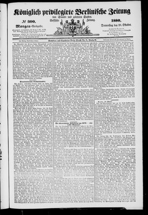 Königlich privilegirte Berlinische Zeitung von Staats- und gelehrten Sachen vom 28.10.1880