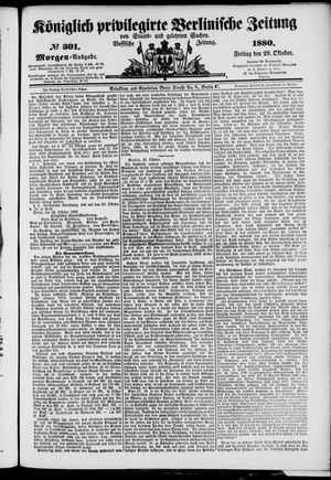 Königlich privilegirte Berlinische Zeitung von Staats- und gelehrten Sachen vom 29.10.1880