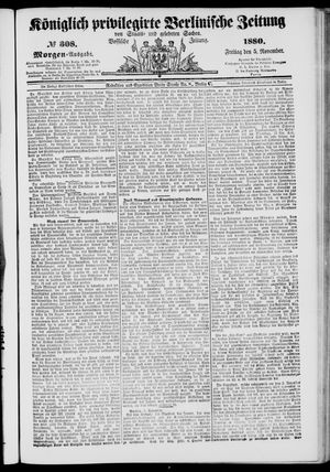 Königlich privilegirte Berlinische Zeitung von Staats- und gelehrten Sachen on Nov 5, 1880