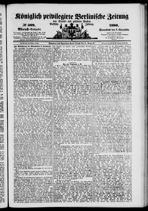 Königlich privilegirte Berlinische Zeitung von Staats- und gelehrten Sachen vom 06.11.1880