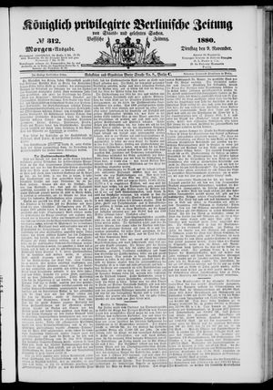 Königlich privilegirte Berlinische Zeitung von Staats- und gelehrten Sachen vom 09.11.1880