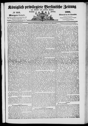 Königlich privilegirte Berlinische Zeitung von Staats- und gelehrten Sachen on Nov 10, 1880