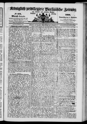 Königlich privilegirte Berlinische Zeitung von Staats- und gelehrten Sachen vom 11.11.1880