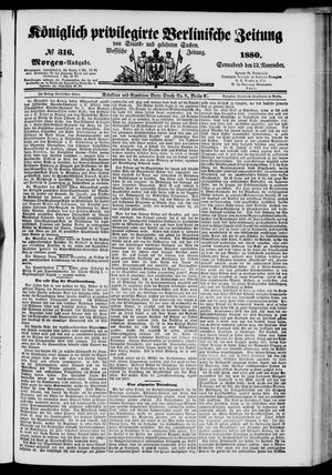 Königlich privilegirte Berlinische Zeitung von Staats- und gelehrten Sachen vom 13.11.1880