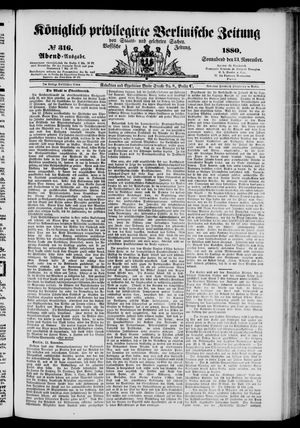 Königlich privilegirte Berlinische Zeitung von Staats- und gelehrten Sachen vom 13.11.1880