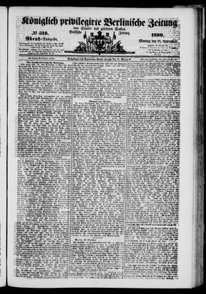 Königlich privilegirte Berlinische Zeitung von Staats- und gelehrten Sachen vom 15.11.1880
