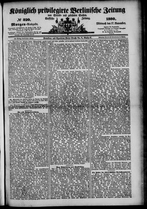 Königlich privilegirte Berlinische Zeitung von Staats- und gelehrten Sachen vom 17.11.1880