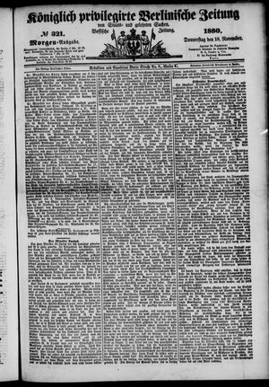Königlich privilegirte Berlinische Zeitung von Staats- und gelehrten Sachen vom 18.11.1880