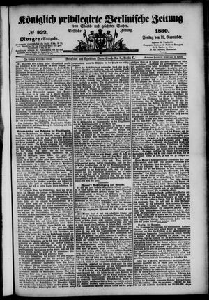 Königlich privilegirte Berlinische Zeitung von Staats- und gelehrten Sachen vom 19.11.1880