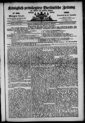 Königlich privilegirte Berlinische Zeitung von Staats- und gelehrten Sachen vom 20.11.1880