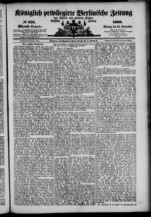 Königlich privilegirte Berlinische Zeitung von Staats- und gelehrten Sachen vom 22.11.1880