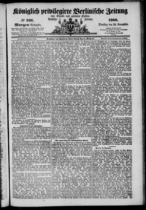 Königlich privilegirte Berlinische Zeitung von Staats- und gelehrten Sachen on Nov 23, 1880