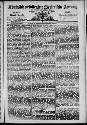 Königlich privilegirte Berlinische Zeitung von Staats- und gelehrten Sachen on Nov 29, 1880