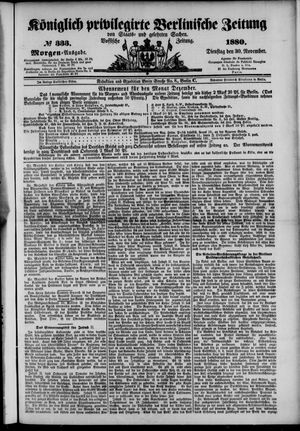 Königlich privilegirte Berlinische Zeitung von Staats- und gelehrten Sachen vom 30.11.1880