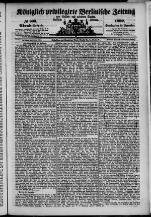 Königlich privilegirte Berlinische Zeitung von Staats- und gelehrten Sachen vom 30.11.1880