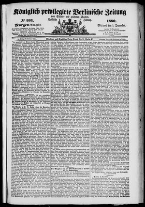 Königlich privilegirte Berlinische Zeitung von Staats- und gelehrten Sachen vom 01.12.1880