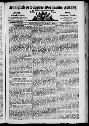 Königlich privilegirte Berlinische Zeitung von Staats- und gelehrten Sachen vom 01.12.1880