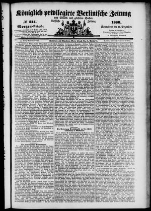 Königlich privilegirte Berlinische Zeitung von Staats- und gelehrten Sachen vom 11.12.1880