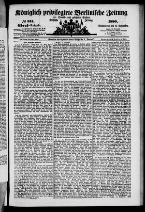 Königlich privilegirte Berlinische Zeitung von Staats- und gelehrten Sachen vom 11.12.1880