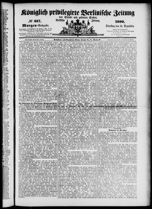 Königlich privilegirte Berlinische Zeitung von Staats- und gelehrten Sachen on Dec 14, 1880