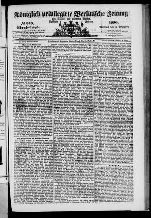 Königlich privilegirte Berlinische Zeitung von Staats- und gelehrten Sachen vom 15.12.1880