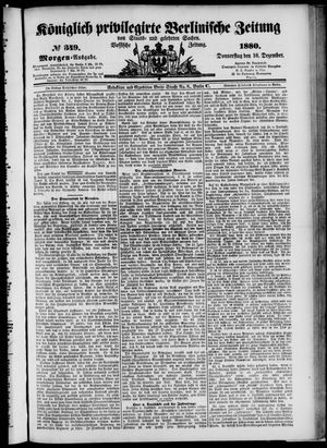 Königlich privilegirte Berlinische Zeitung von Staats- und gelehrten Sachen vom 16.12.1880