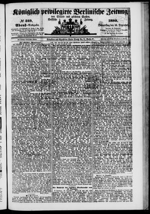 Königlich privilegirte Berlinische Zeitung von Staats- und gelehrten Sachen vom 16.12.1880