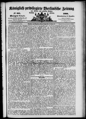 Königlich privilegirte Berlinische Zeitung von Staats- und gelehrten Sachen on Dec 18, 1880