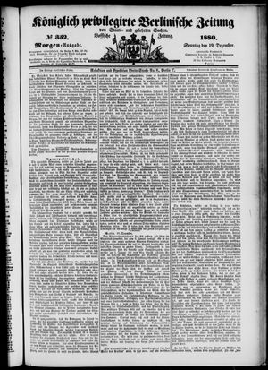 Königlich privilegirte Berlinische Zeitung von Staats- und gelehrten Sachen vom 19.12.1880