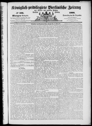 Königlich privilegirte Berlinische Zeitung von Staats- und gelehrten Sachen vom 23.12.1880