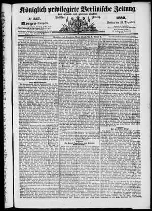 Königlich privilegirte Berlinische Zeitung von Staats- und gelehrten Sachen vom 24.12.1880