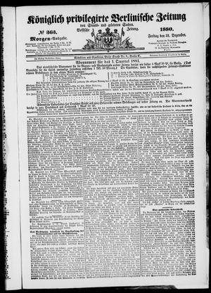 Königlich privilegirte Berlinische Zeitung von Staats- und gelehrten Sachen vom 31.12.1880