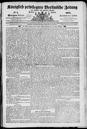 Königlich privilegirte Berlinische Zeitung von Staats- und gelehrten Sachen vom 01.01.1881