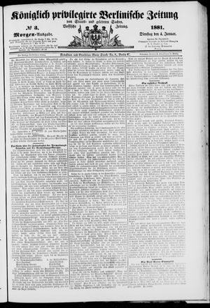 Königlich privilegirte Berlinische Zeitung von Staats- und gelehrten Sachen vom 04.01.1881