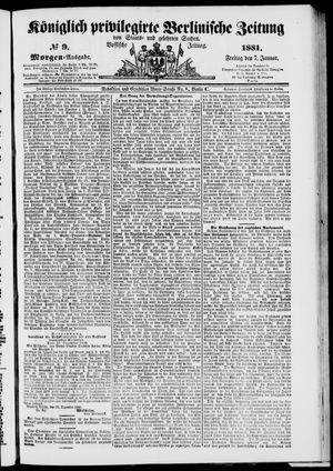Königlich privilegirte Berlinische Zeitung von Staats- und gelehrten Sachen on Jan 7, 1881