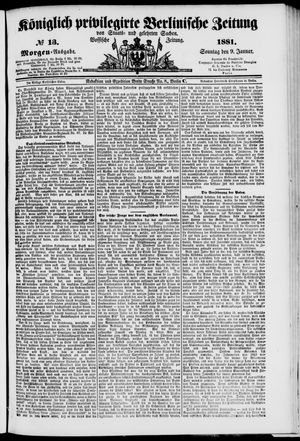 Königlich privilegirte Berlinische Zeitung von Staats- und gelehrten Sachen vom 09.01.1881