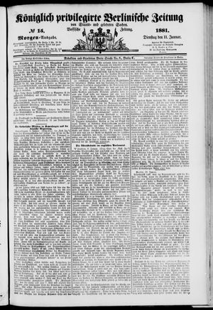 Königlich privilegirte Berlinische Zeitung von Staats- und gelehrten Sachen vom 11.01.1881