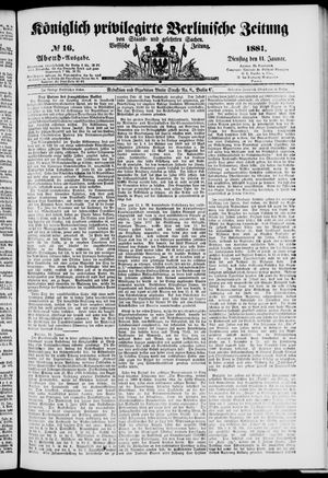 Königlich privilegirte Berlinische Zeitung von Staats- und gelehrten Sachen vom 11.01.1881