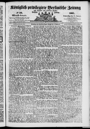 Königlich privilegirte Berlinische Zeitung von Staats- und gelehrten Sachen vom 13.01.1881