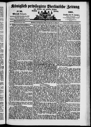 Königlich privilegirte Berlinische Zeitung von Staats- und gelehrten Sachen vom 18.01.1881