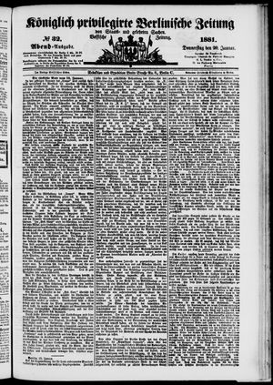 Königlich privilegirte Berlinische Zeitung von Staats- und gelehrten Sachen on Jan 20, 1881