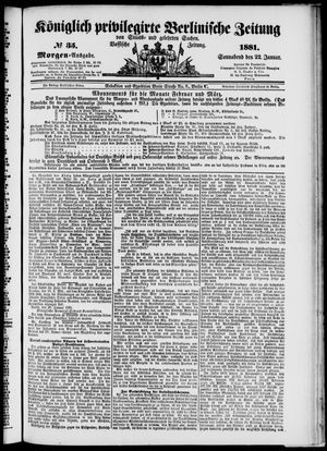 Königlich privilegirte Berlinische Zeitung von Staats- und gelehrten Sachen on Jan 22, 1881