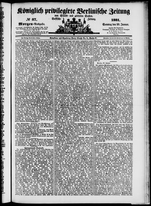 Königlich privilegirte Berlinische Zeitung von Staats- und gelehrten Sachen vom 23.01.1881