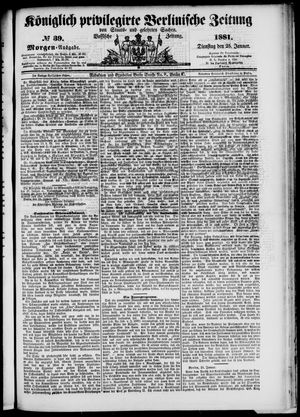 Königlich privilegirte Berlinische Zeitung von Staats- und gelehrten Sachen vom 25.01.1881