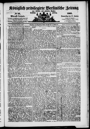 Königlich privilegirte Berlinische Zeitung von Staats- und gelehrten Sachen on Jan 27, 1881