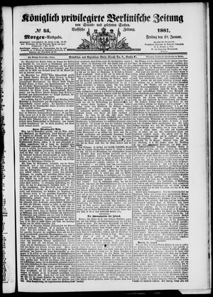 Königlich privilegirte Berlinische Zeitung von Staats- und gelehrten Sachen vom 28.01.1881