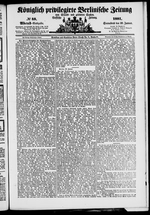 Königlich privilegirte Berlinische Zeitung von Staats- und gelehrten Sachen vom 29.01.1881