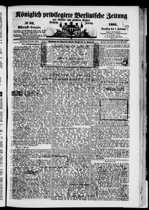 Königlich privilegirte Berlinische Zeitung von Staats- und gelehrten Sachen vom 01.02.1881