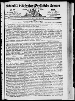 Königlich privilegirte Berlinische Zeitung von Staats- und gelehrten Sachen on Feb 4, 1881