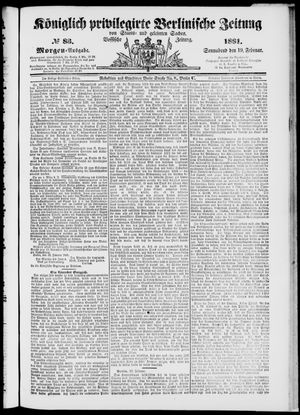 Königlich privilegirte Berlinische Zeitung von Staats- und gelehrten Sachen vom 19.02.1881